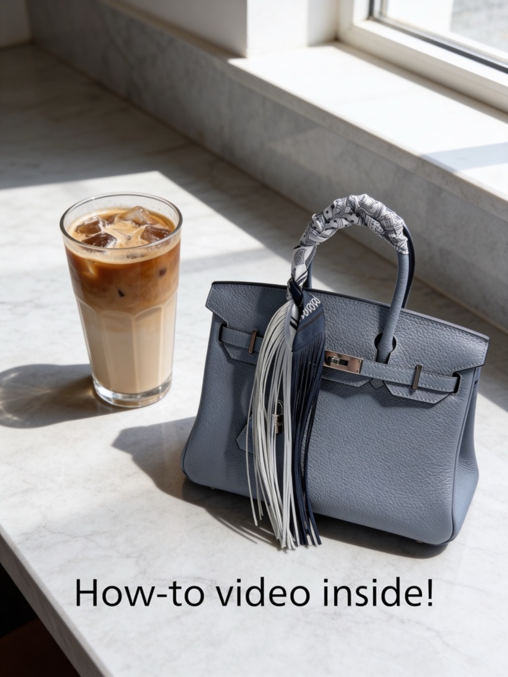 Fringe Purse Scarf Wrap in  Navy/White fringe